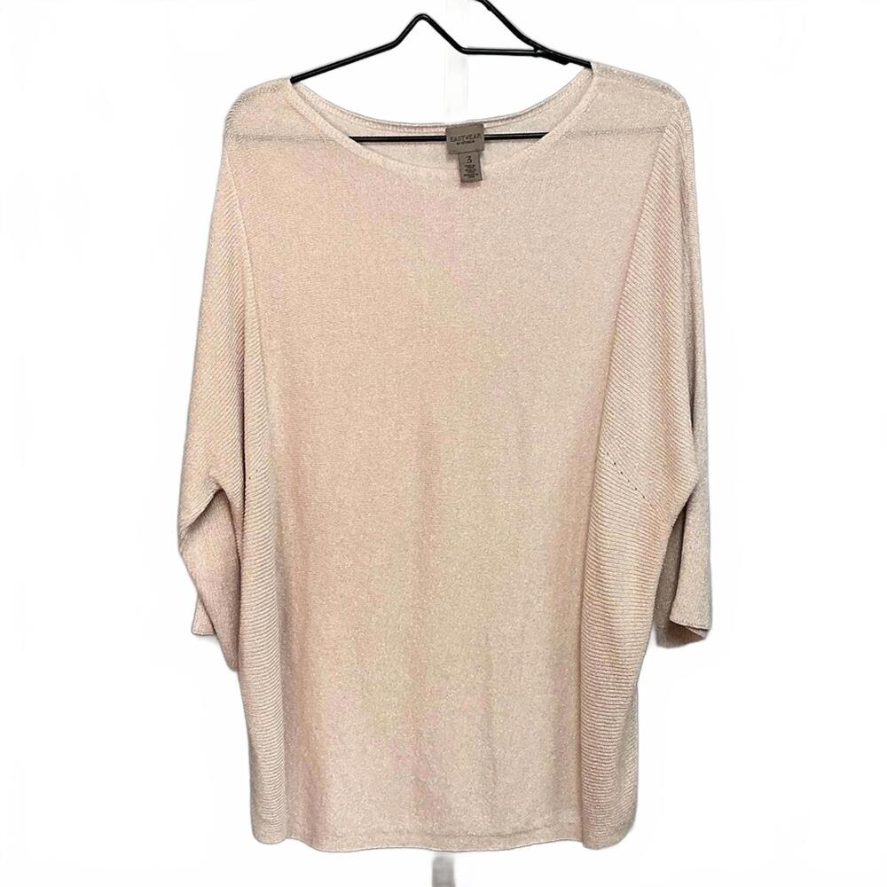 Chico’s Women's Blush Pink Metallic with Silver tread Top. Size 3 (XL)